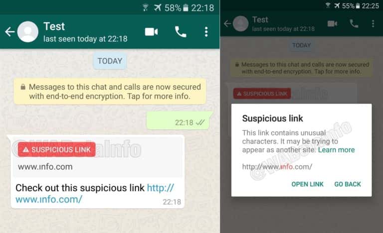 WhatsApp avisará si te envían un link peligroso