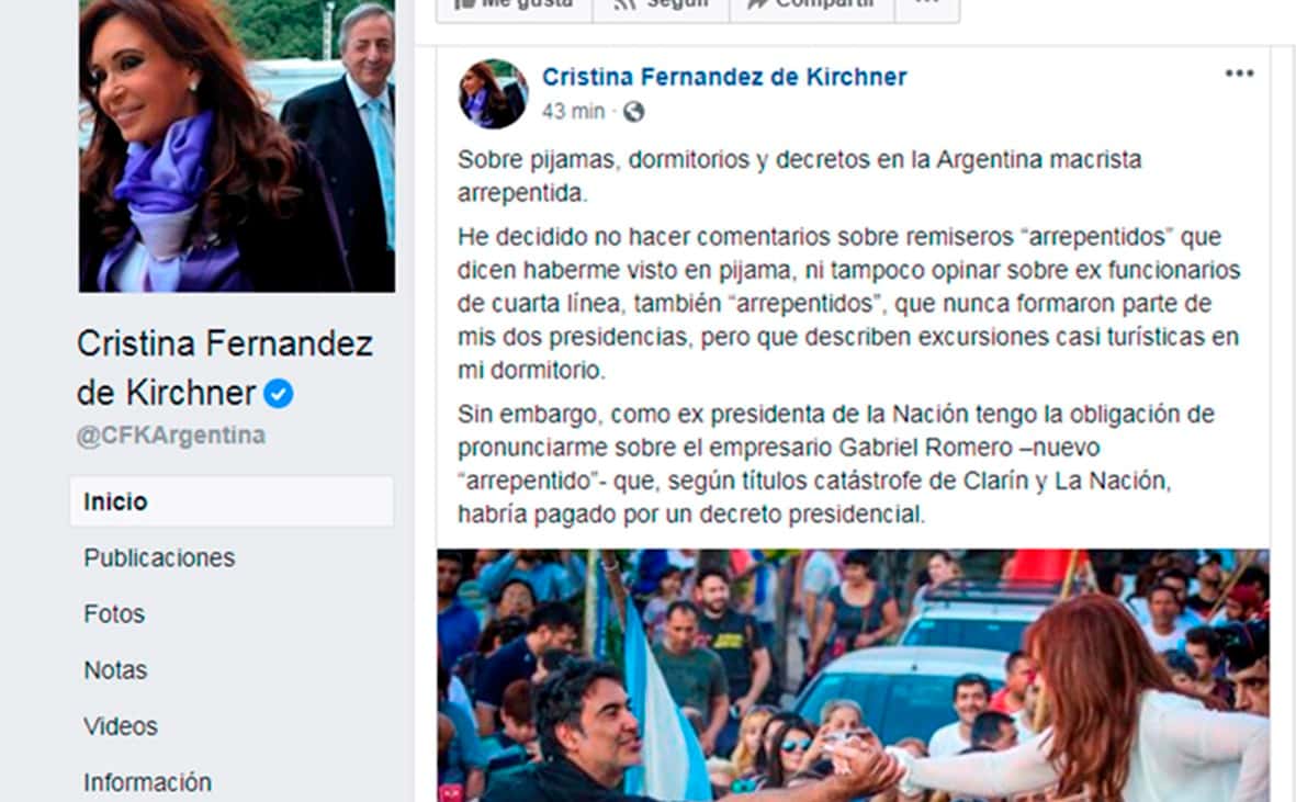 Cristina Kirchner afirmó que “a mí nunca nadie me pagó nada por firmar un decreto”