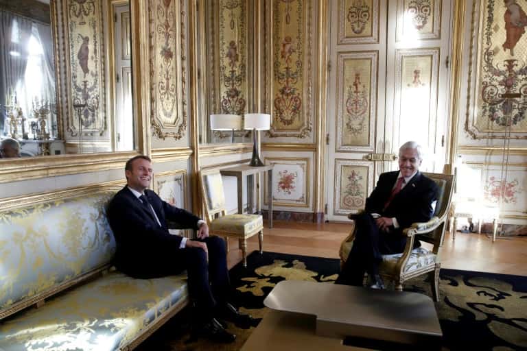 Piñera se reunió con Macron en el comienzo de su gira europea
