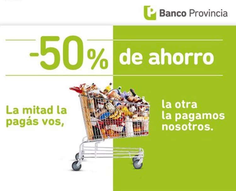 Vuelven los descuentos del 50% en alimentos para compras con tarjetas del Banco Provincia