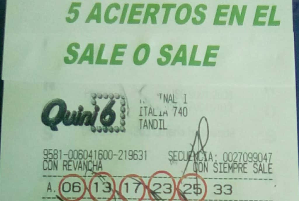 Tandilense ganó más de 50 mil pesos en el Quini 6