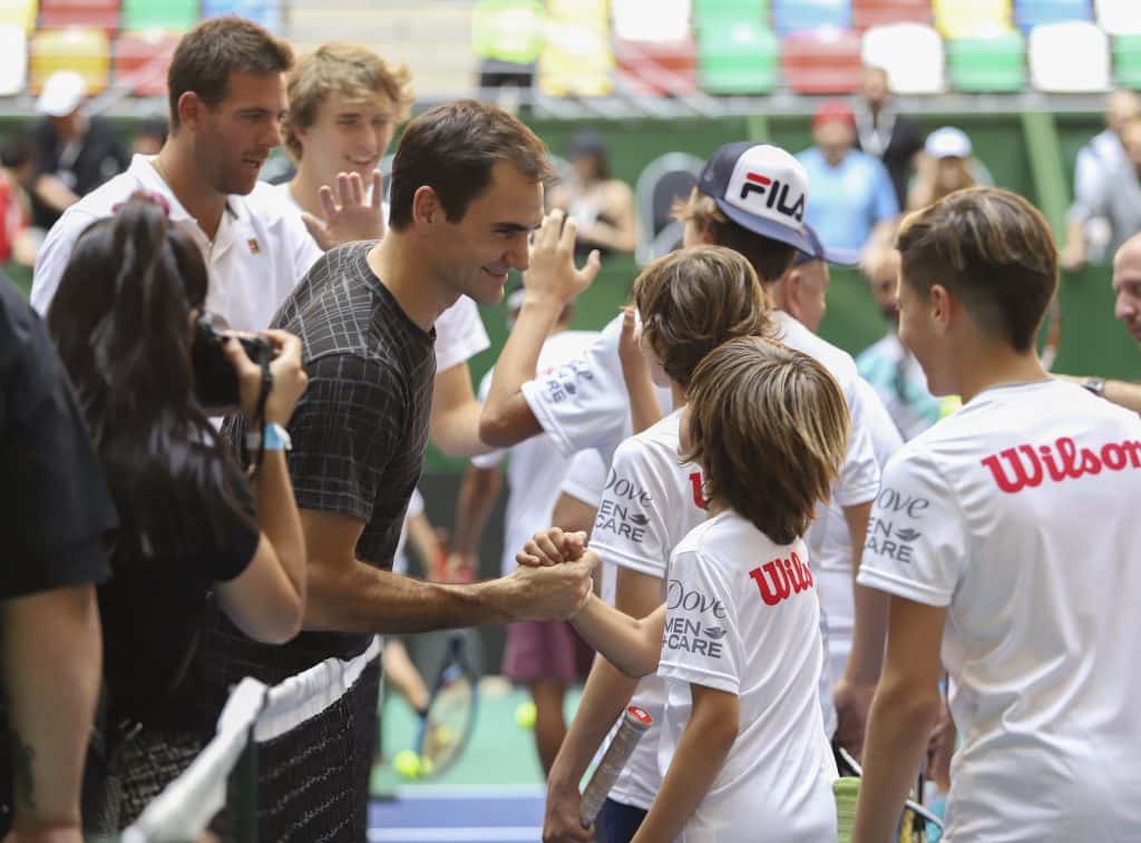 Clínica de tenis con Del Potro y Federer