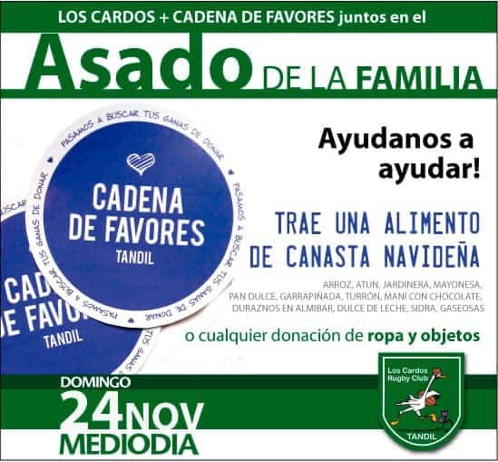 Los Cardos y Cadenas de Favores Tandil organizarán un evento solidario el próximo domingo