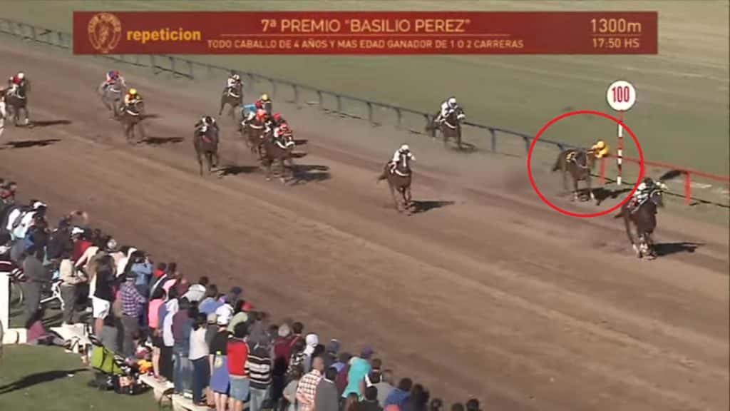 El video del momento en que la jocketa entrerriana cae del caballo