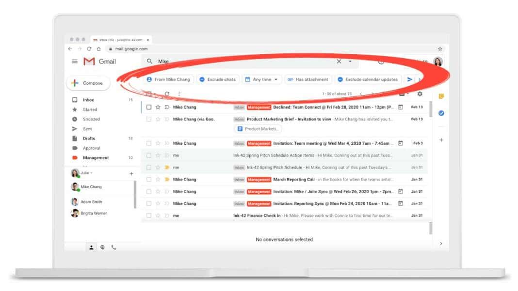 Gmail agrega nuevos filtros para encontrar correos en un solo click