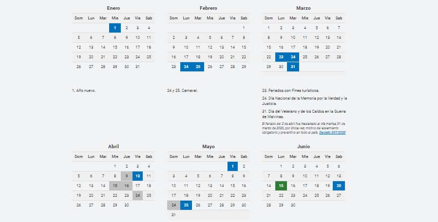 ¿Se trasladan los feriados del 17 y 20 de junio?