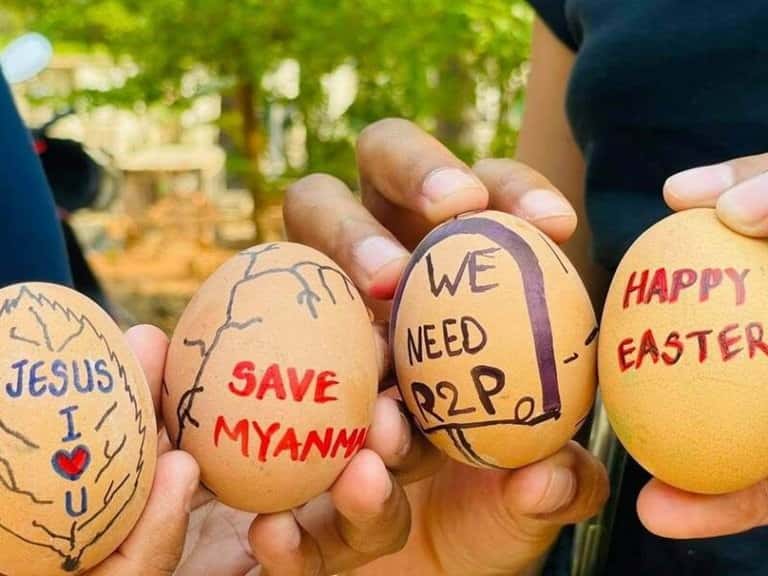 Huelga de huevos de Pascua como protesta al régimen en Myanmar