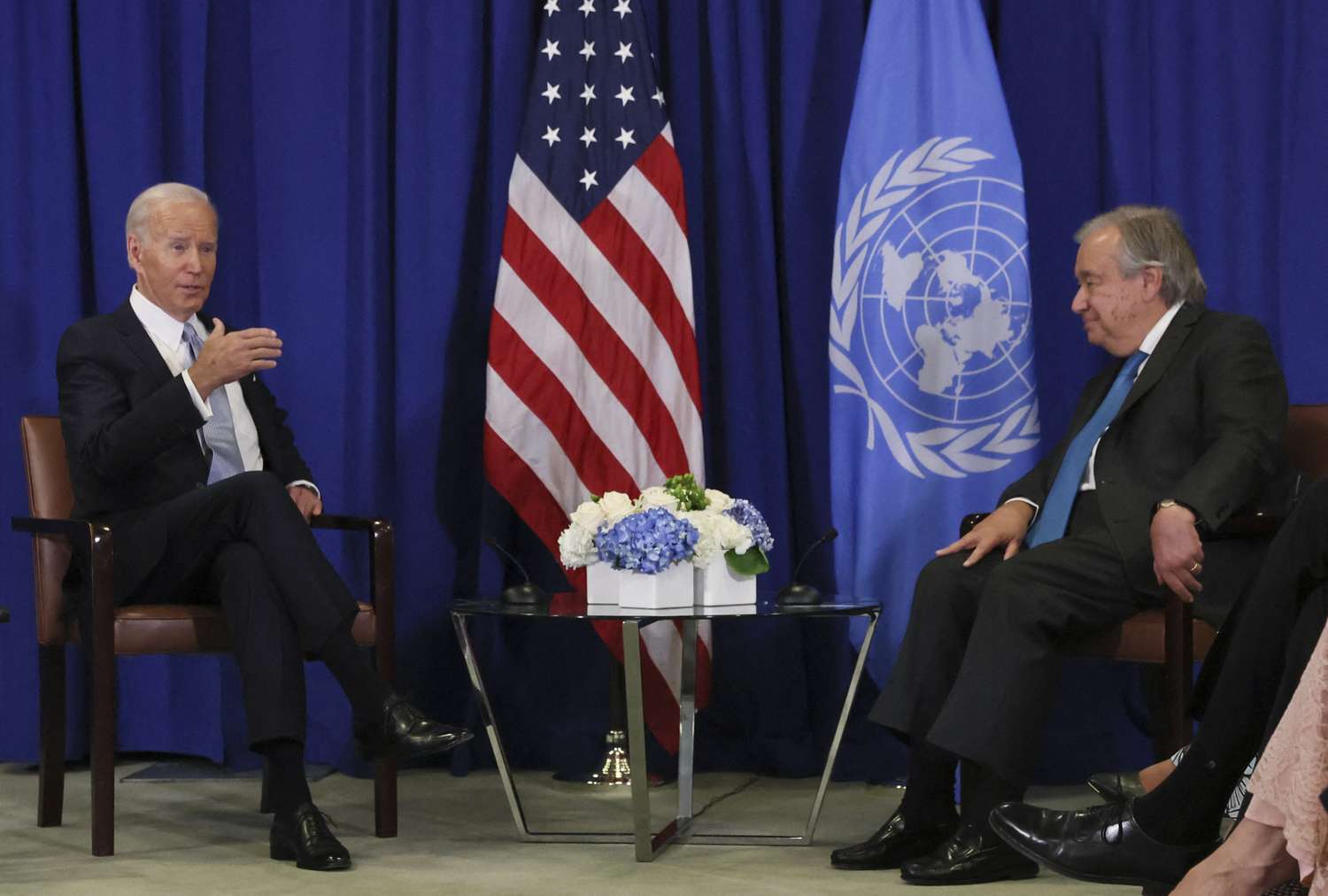 Joe Biden y António Guterres, secretario general de la ONU.