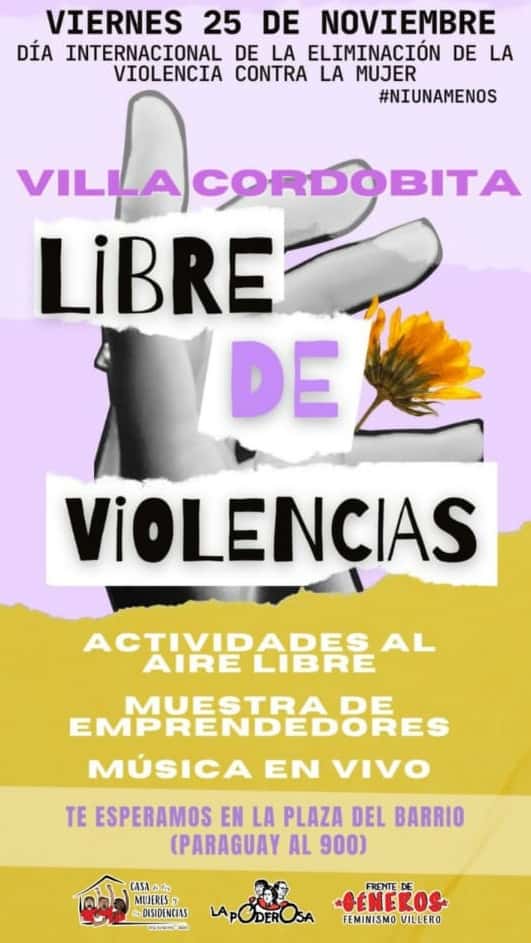 Jornada cultural y sanitaria en Villa Cordobita por el Día de la Eliminación de la Violencia contra las Mujeres