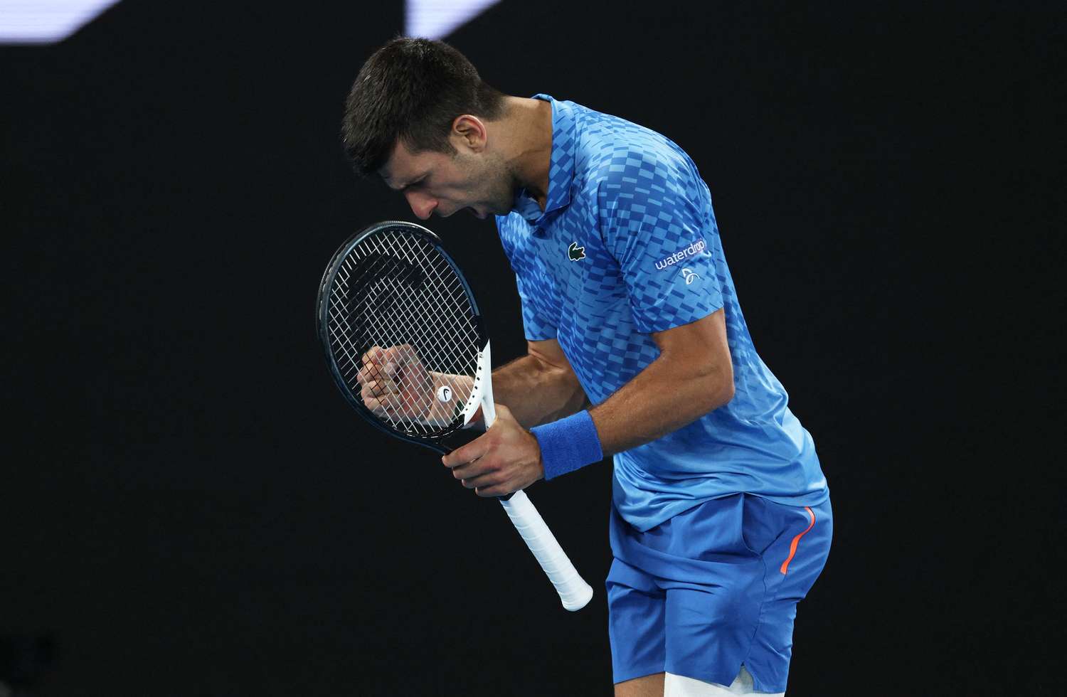 Djokovic celebra su triunfo en el Rod Laver Arena.