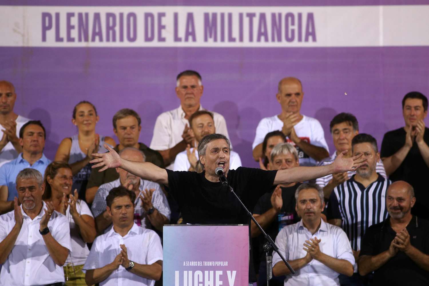 Máximo Kirchner en el plenario de la militancia en Avellaneda.