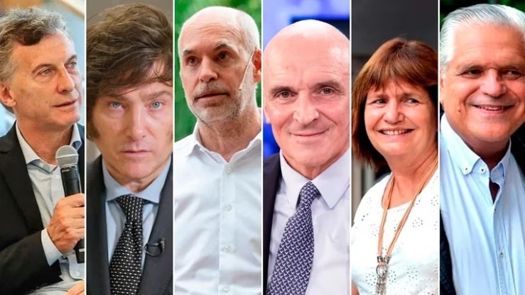 Mauricio Macri, Javier Milei, Horacio Rodríguez Larreta, José Luis Espert, Patricia Bullrich y Ricardo López Murphy.