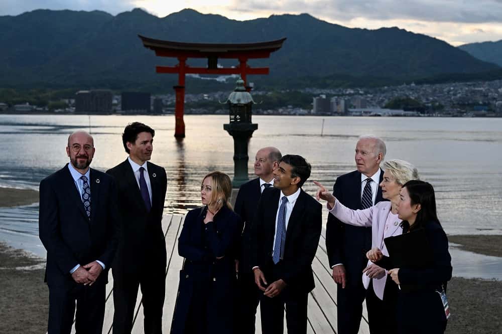 El presidente de Estados Unidos, Joe Biden, y otros líderes del G7 visitaron el santuario de Itsukushima.
