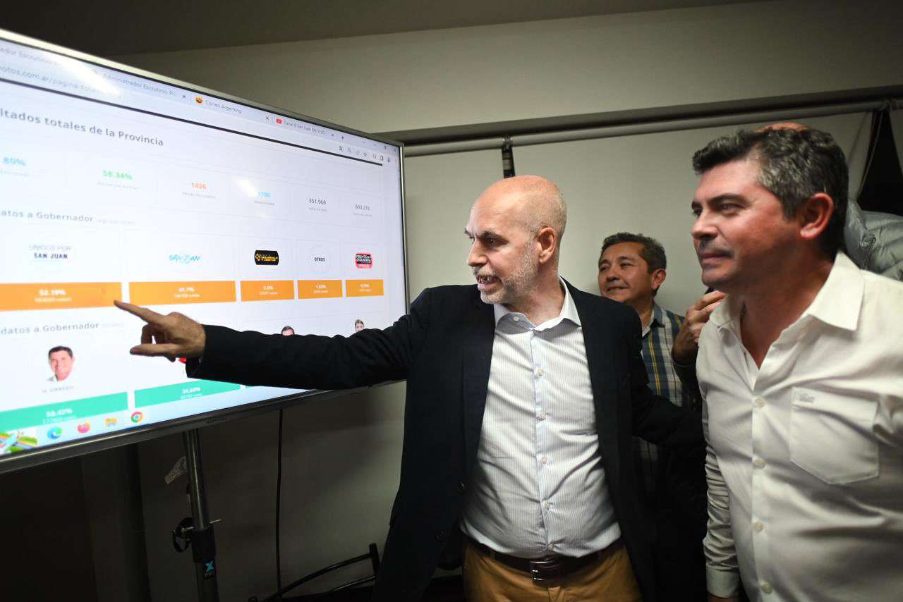 Horacio Rodríguez Larreta junto al electo gobernador Marcelo Orrego.
