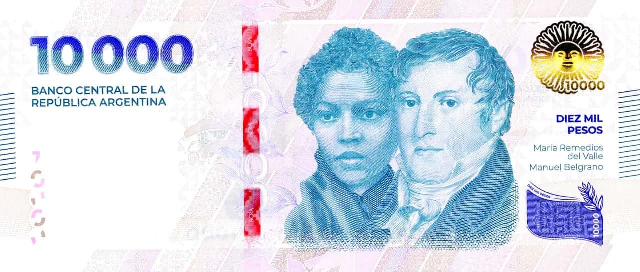 El Banco Central comenzó a distribuir en bancos y cajeros el billete de diez mil pesos