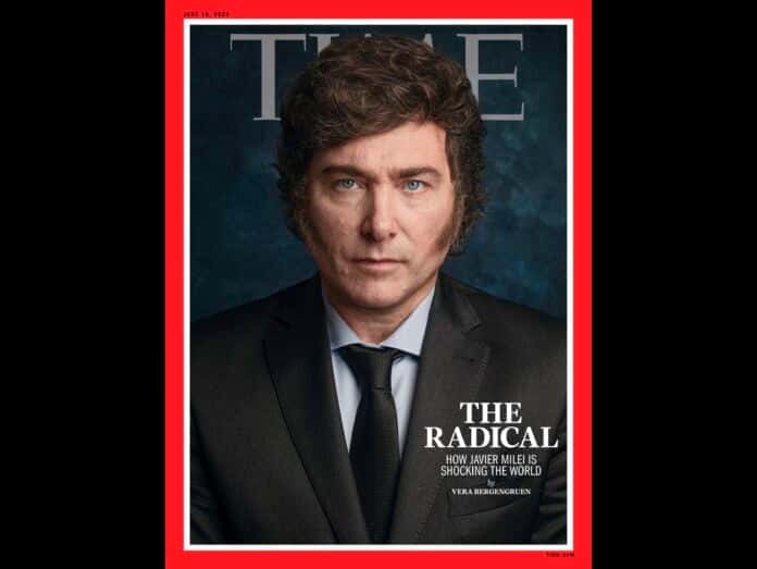 Milei en la portada de la revista Time. (time.com)