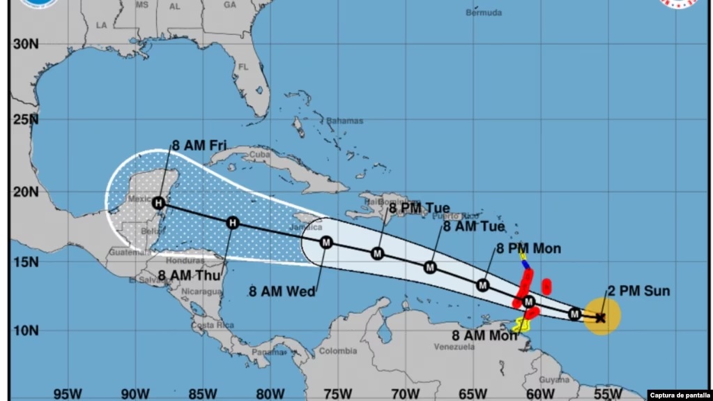 Beryl, el huracán de categoría 4, continúa rumbo hacia el Caribe