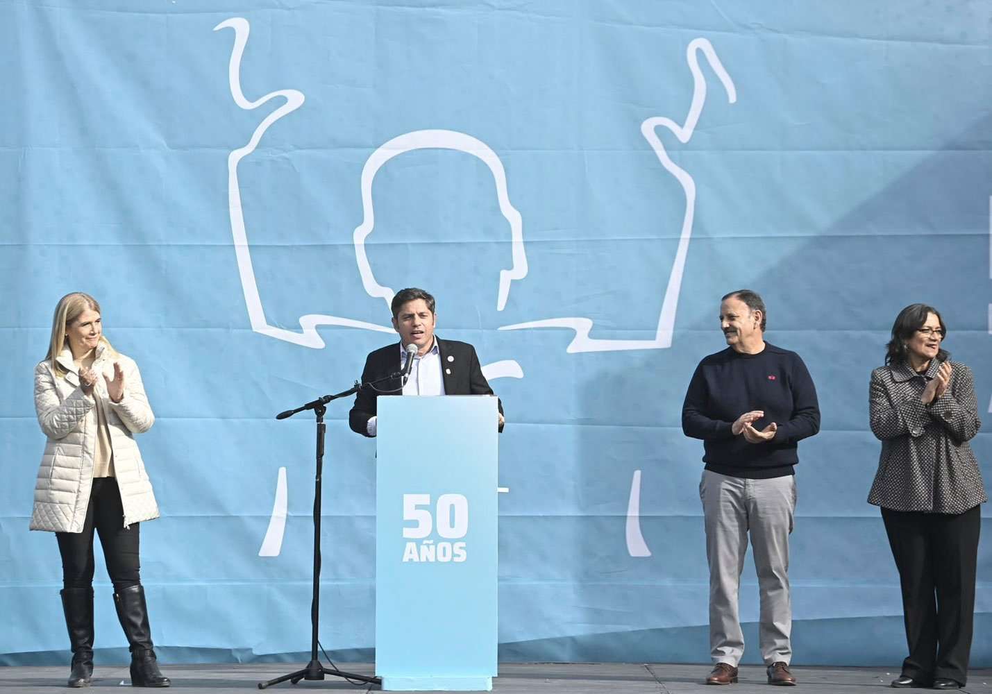 Kicillof y Kirchner tuvieron su foto de unidad en el acto de tributo a Perón