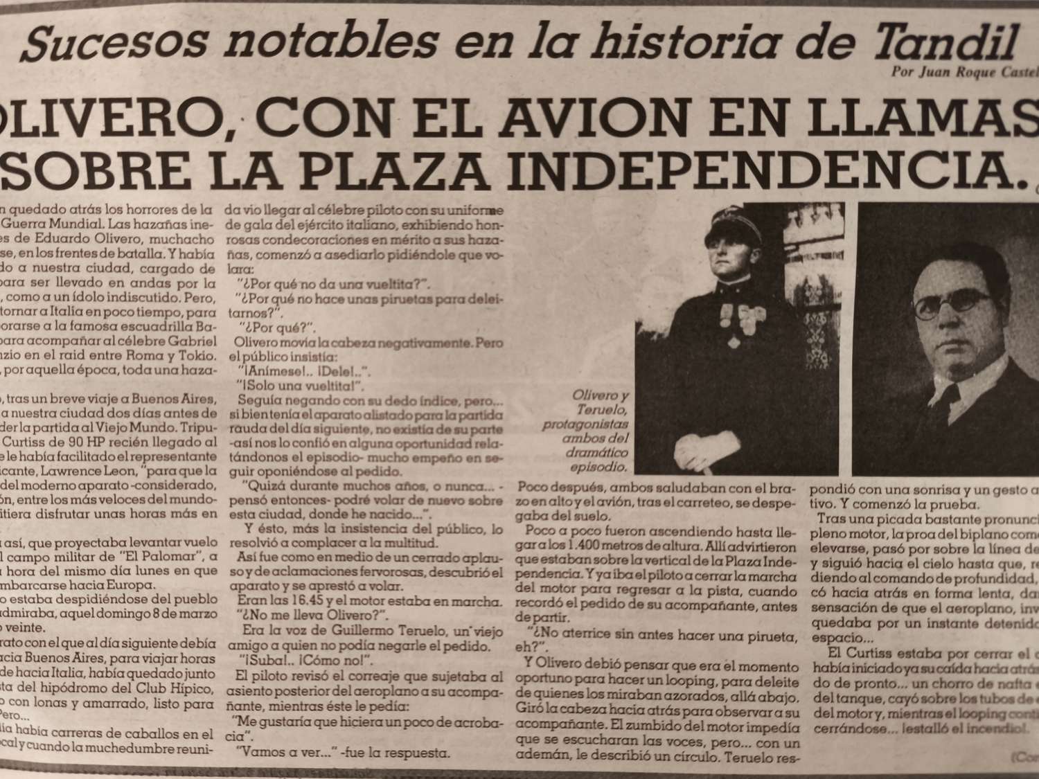 Olivero, con el avión en llamas, sobre la Plaza Independencia - Capítulo 1.