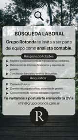 Grupo Rotonda busca incorporar analista contable