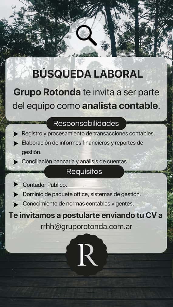 Grupo Rotonda busca incorporar analista contable